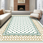 Intricate Floral Medallion Pattern Border Rug