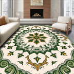 Verdant Gold Floral Medallion Design Rug