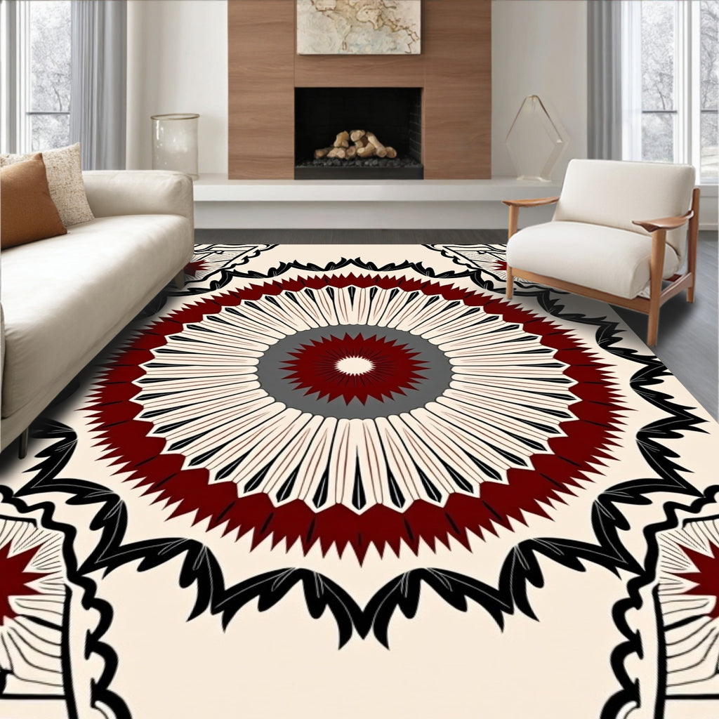 Radiant Radial Mandala Pattern Rug