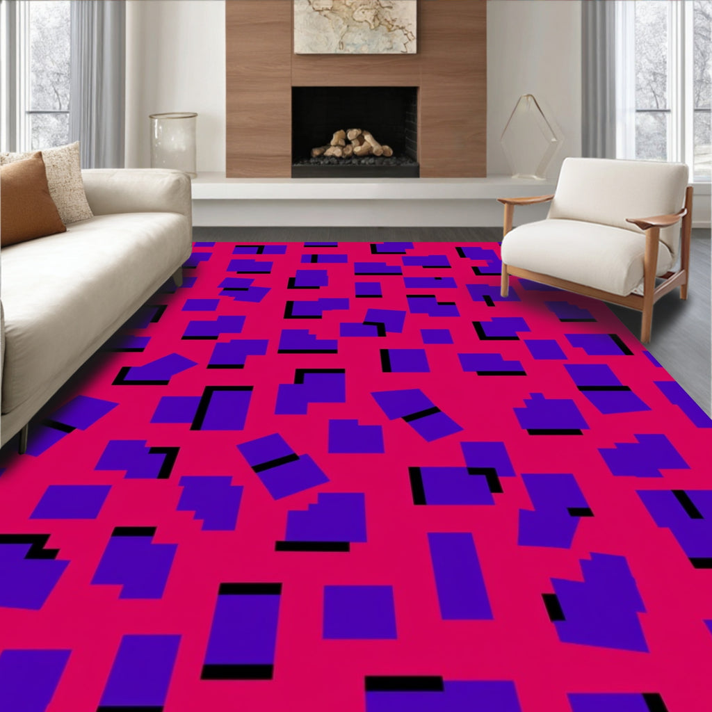Geometric Purple Shape Pattern Design Rug