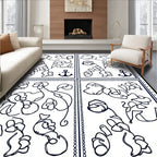 Nautical Floral Abstract Line Drawing Rug