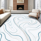 Cool Blue Swirl Marble Pattern Rug