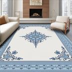 Ornate Blue Floral Medallion Rug