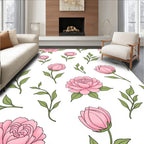 Pink Floral Branches Pattern Rug