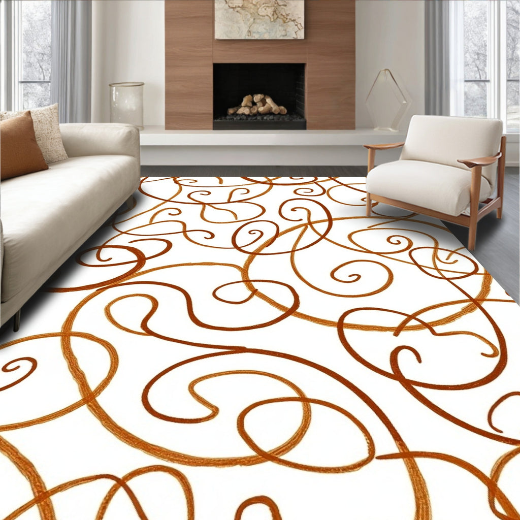 Warm Tones Swirl Pattern Rug