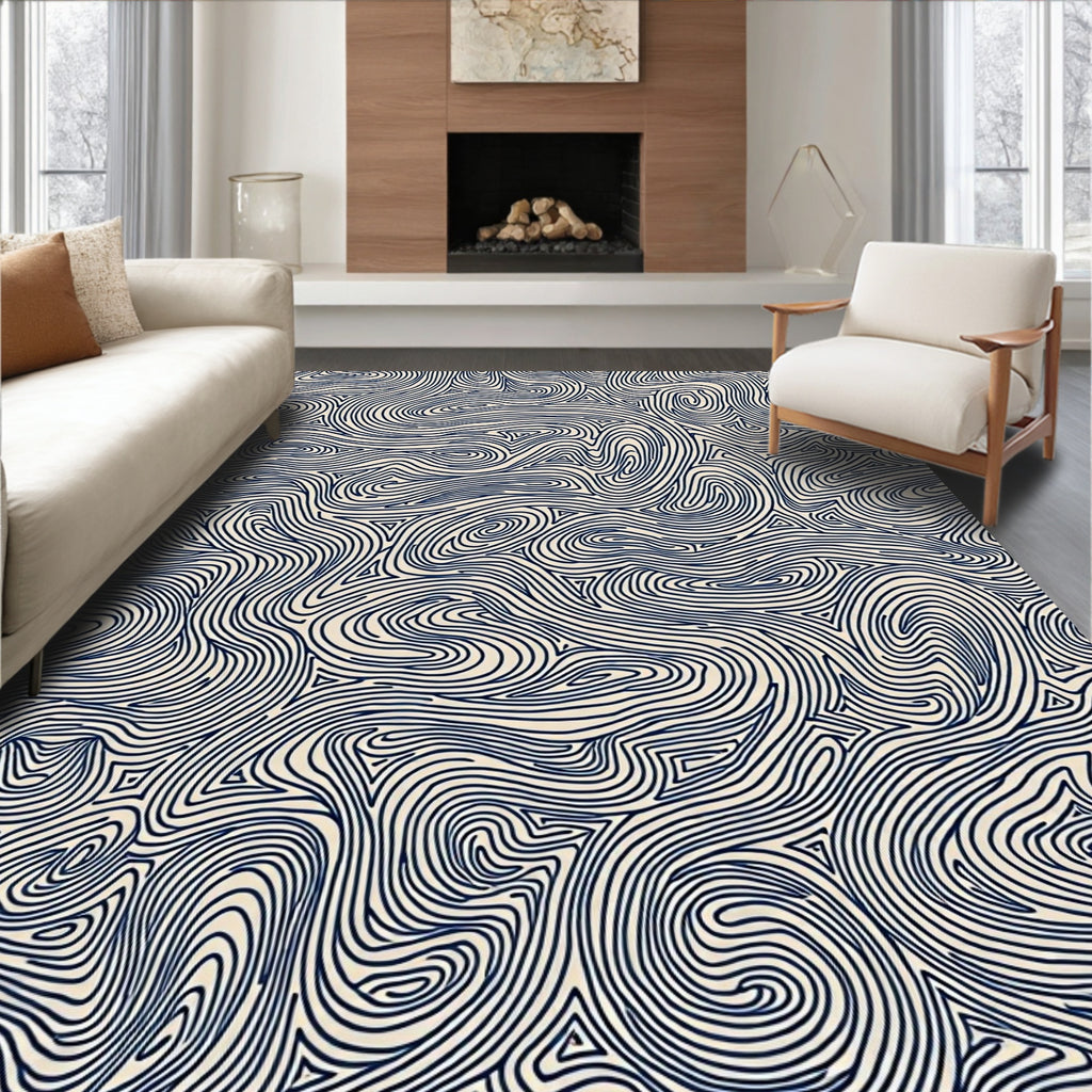 Abstract Swirls Textured Pattern Rug