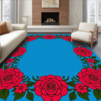 Bold Rose Floral Border Design Rug