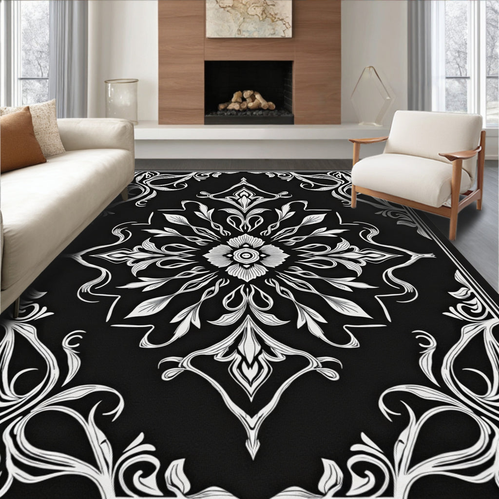 Art Nouveau Floral Symmetry Design Rug