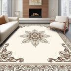 Ornate Floral Design with Scrollwork Border Rug