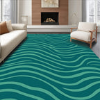 Teal Abstract Wavy Lines Rug