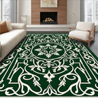 Emerald White Intricate Floral Pattern Rug