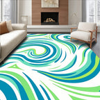 Green Blue Swirl Organic Pattern Rug