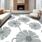 Gray Floral Sunburst Pattern Rug