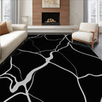 Abstract Black White Vein Rug