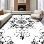 Monochromatic Floral Medallion Pattern Rug