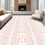 Geometric Soft Pink Nested Rectangles Rug