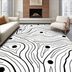 Abstract Black Lines Floral Pattern Rug