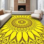 Radiant Yellow Sunflower Mandala Design Rug