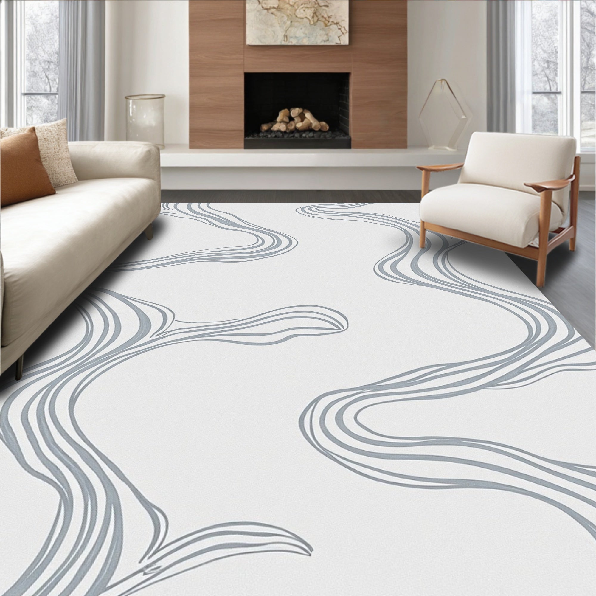 Abstract Flowing Lines Pattern Rug