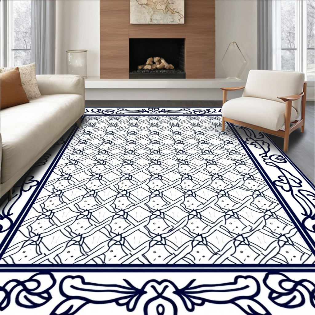 Ornate Floral Geometric Patterned Rug