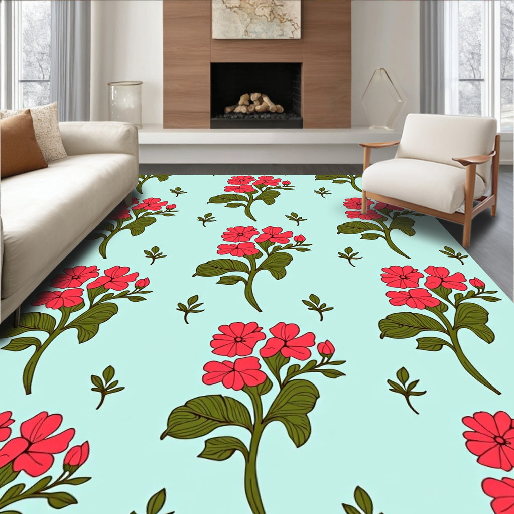 Coral Bloom Floral Pattern Rug