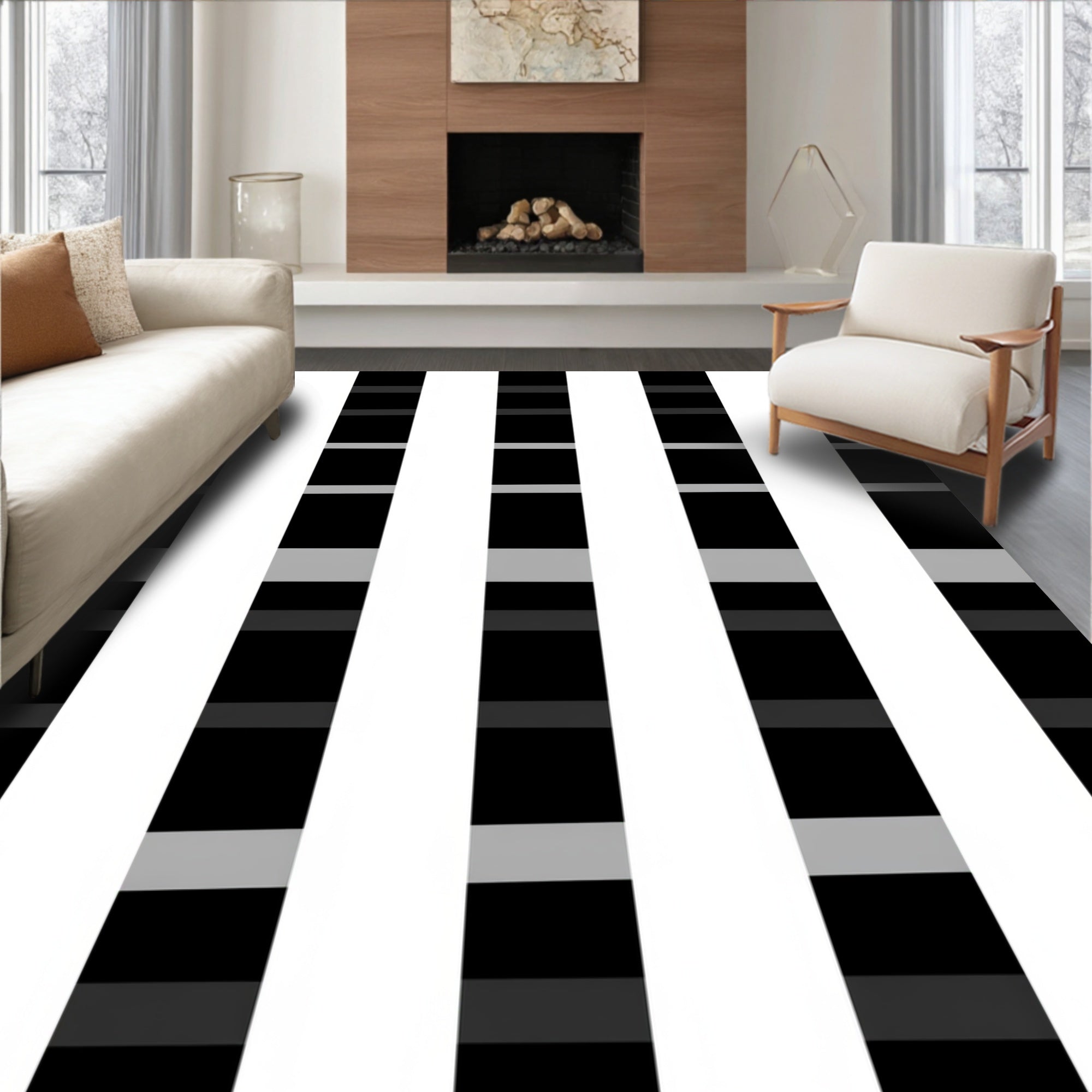 Modern Thin Stripe Pattern Rug