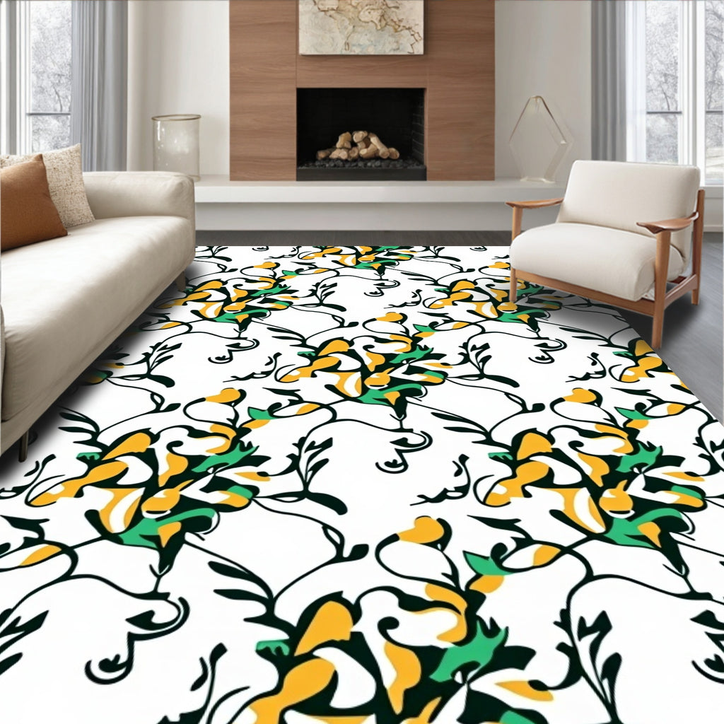 Abstract Floral Vines Pattern Rug
