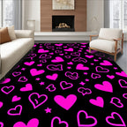 Bright Pink Heart Repeating Pattern Rug
