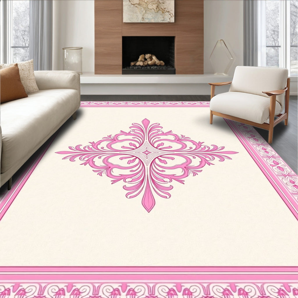 Vintage Pink Floral Ornament Rug