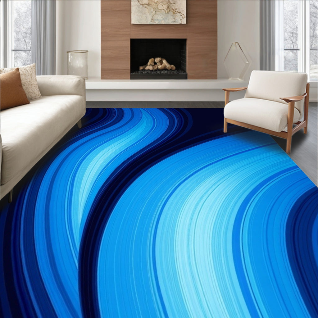 Abstract Blue Swirls Dynamic Rug