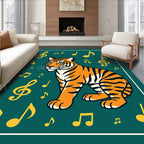 Tiger with Musical Note Pattern Rug