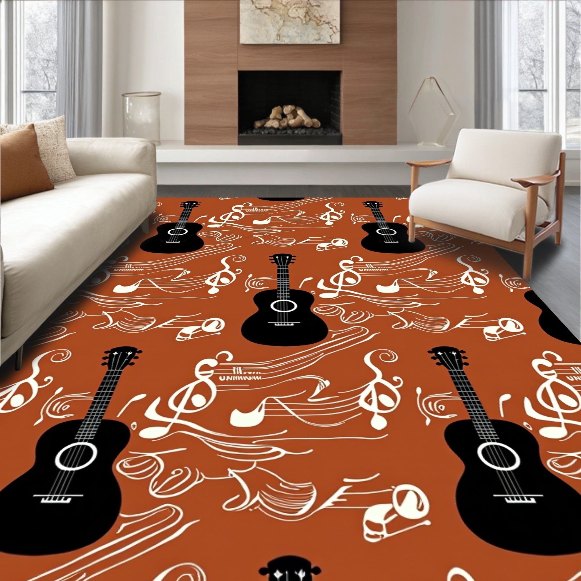 Musical Guitar Notes Pattern Rug