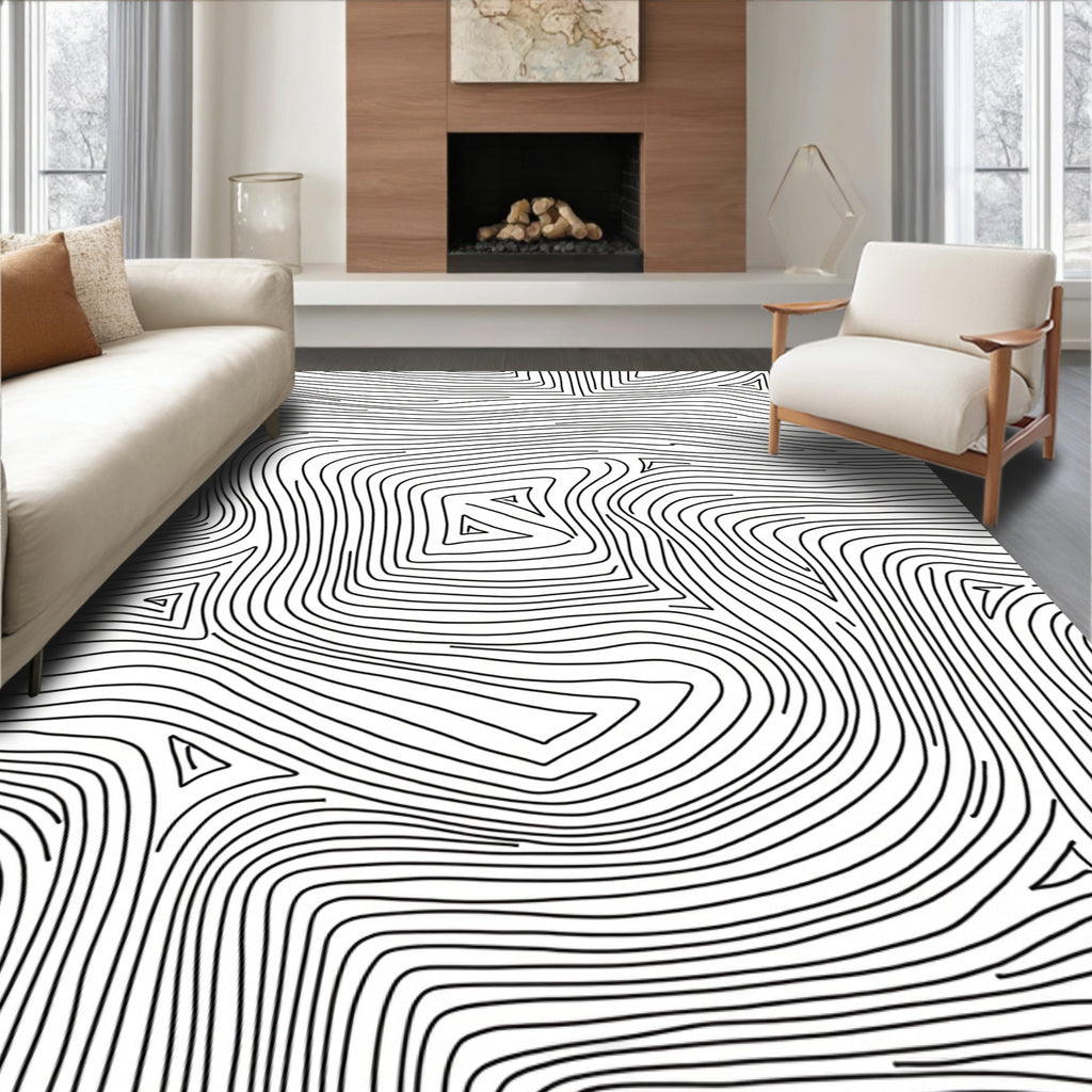 Monoline Contour Topographic Pattern Rug