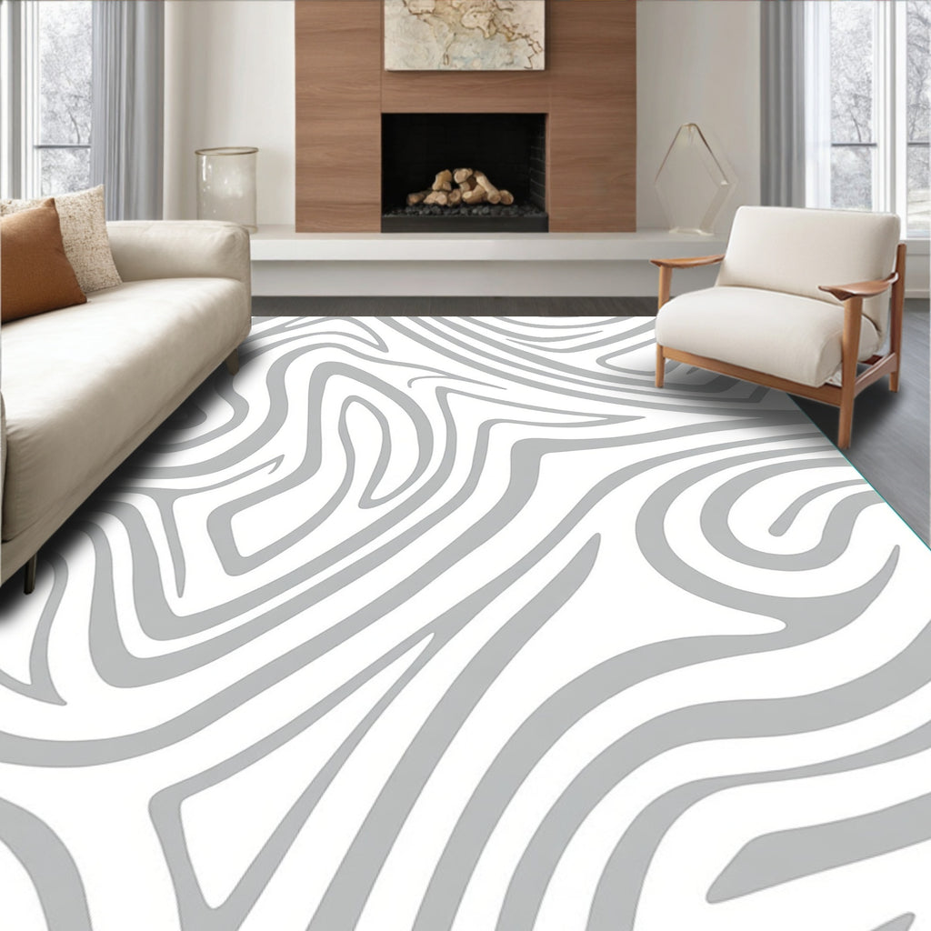 Abstract Gray Swirl Pattern Design Rug