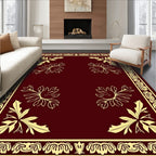 Crimson Botanical Scrollwork Surround Rug
