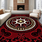 Radiant Maroon Compass Revival Design Rug