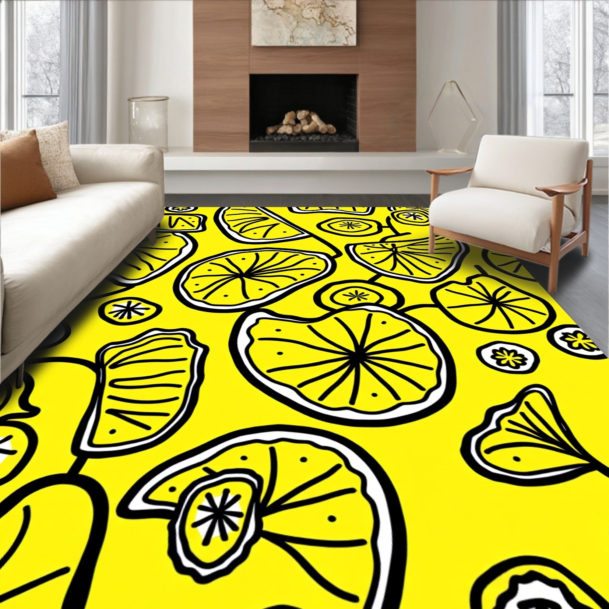 Whimsical Citrus Slice Pattern Rug