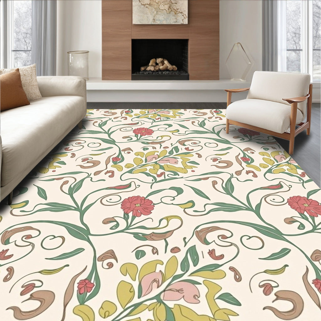 Spring Floral Vines Pattern Rug