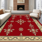 Red Floral Medallion Cream Border Rug
