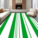 Classic Green White Stripe Design Rug