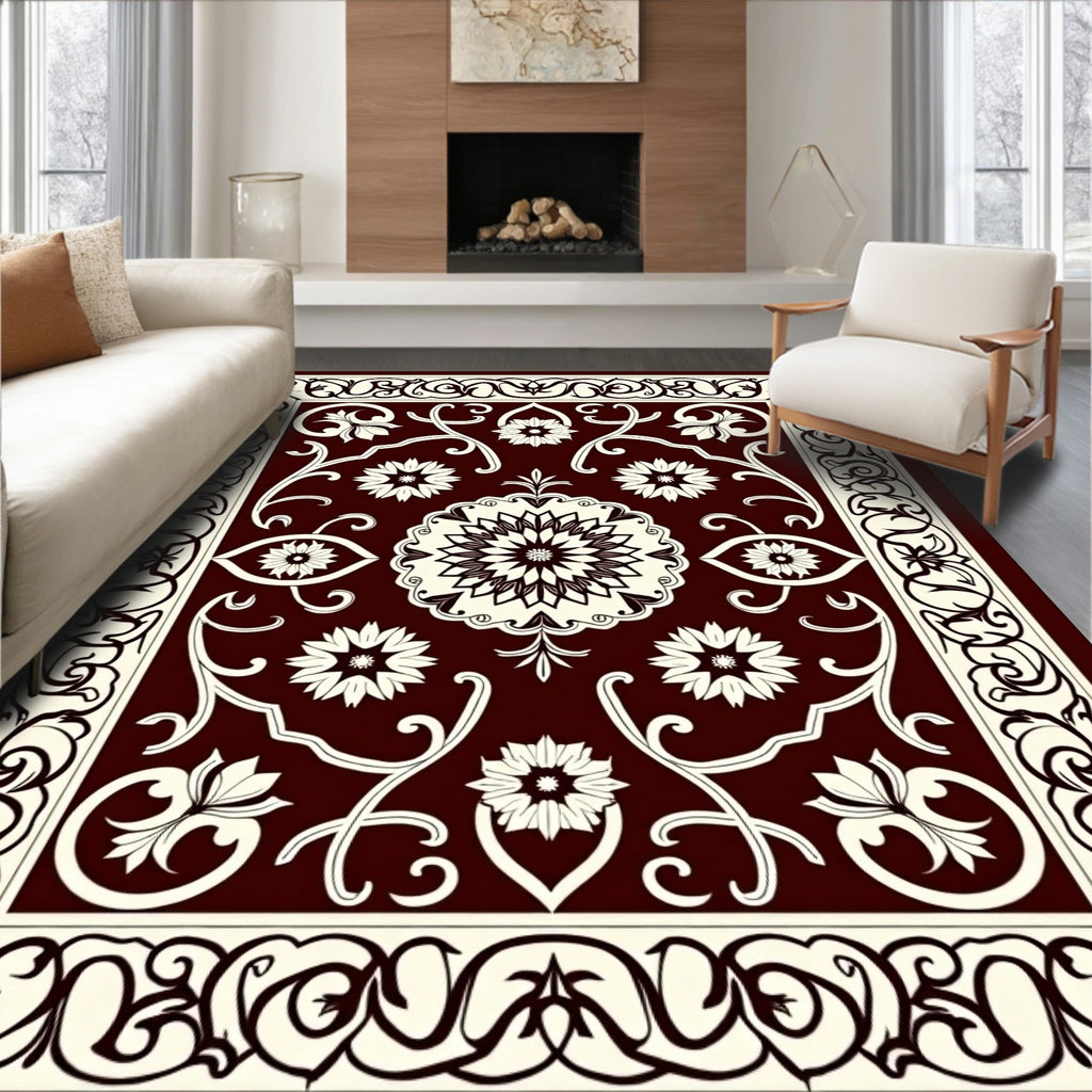 Ornate Floral And Vine Pattern Rug