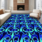 Abstract Blue Teal Geometric Pattern Rug