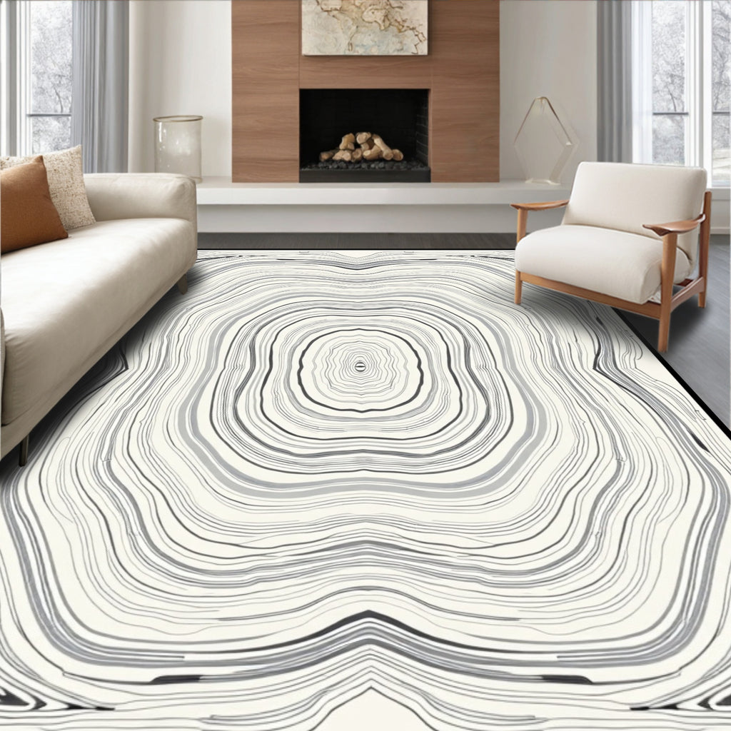 Concentric Lines Abstract Pattern Rug
