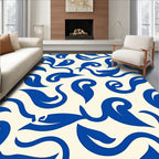 Blue Swirls Floral Pattern Rug