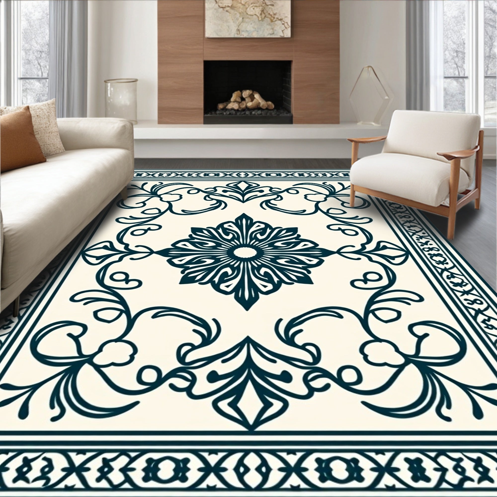 Classic Floral And Border Design Rug