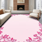 Vibrant Pink Floral Corner Blossom Rug