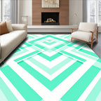 Aqua Geometric Chevron Overlap Rug