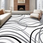 Monochrome Wave Pattern Rug