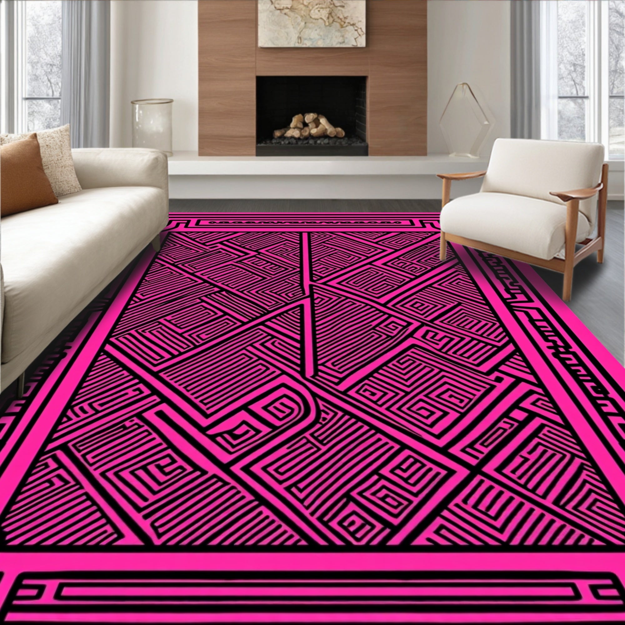 Bold Maze Geometric Pattern Rug