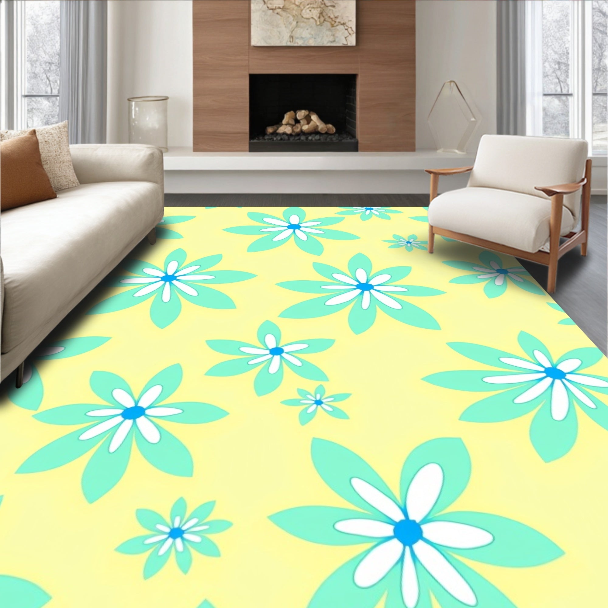 Daisy Mandala Pattern Rug